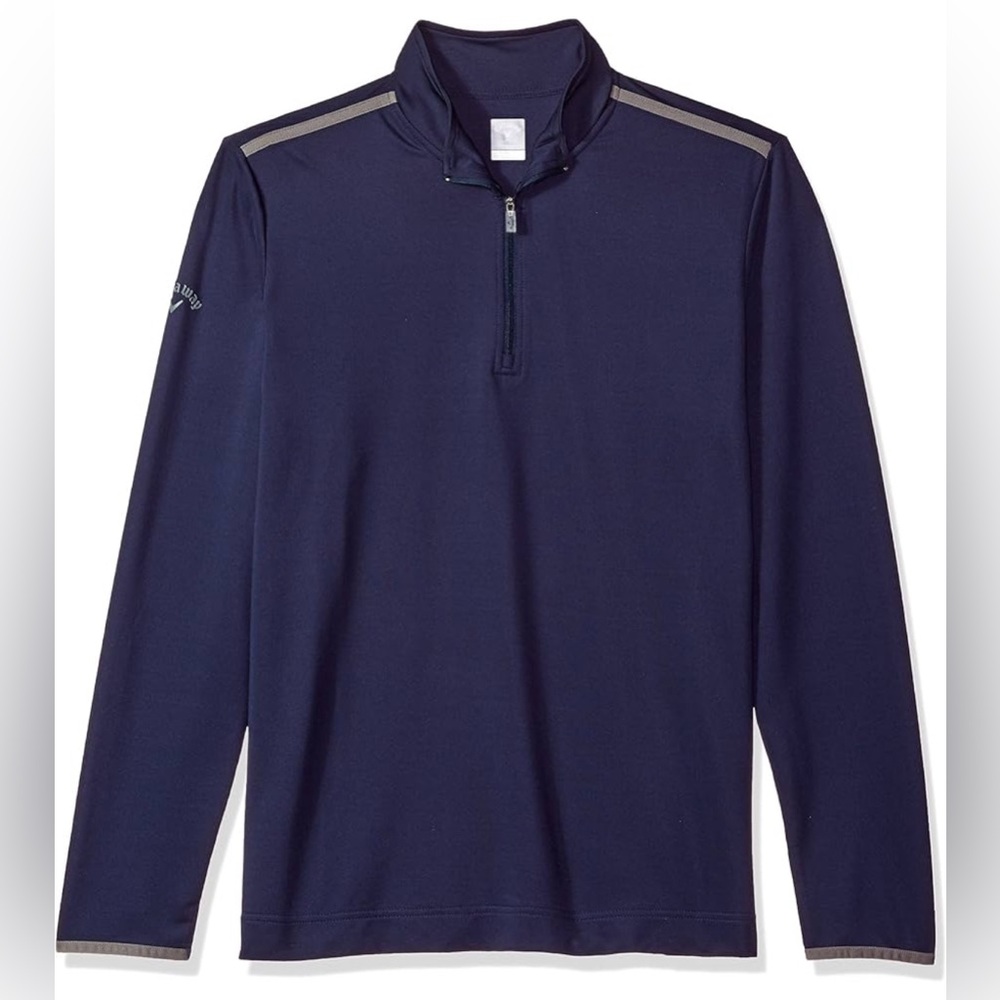 This is a Callaway Women's Golf Long Sleeve 1/4 Zip Mock Pullover  navy L New